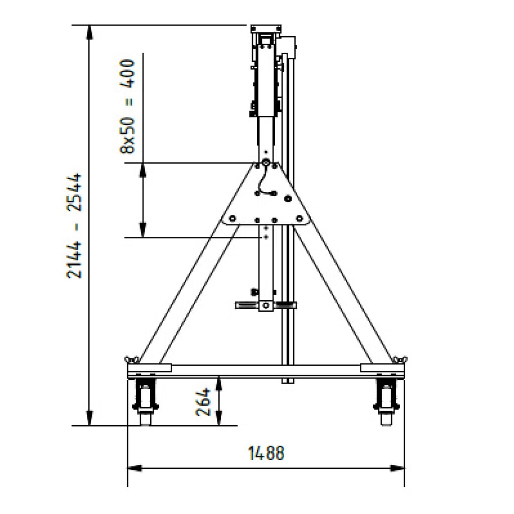 Productafbeelding nr. 3: Aluminium portaalkraan met scheidbare steun, beweegbaar, bevestigingspunt 1.699-2.099 mm, lengte 4.000 mm, laadcapaciteit 1.500 kg