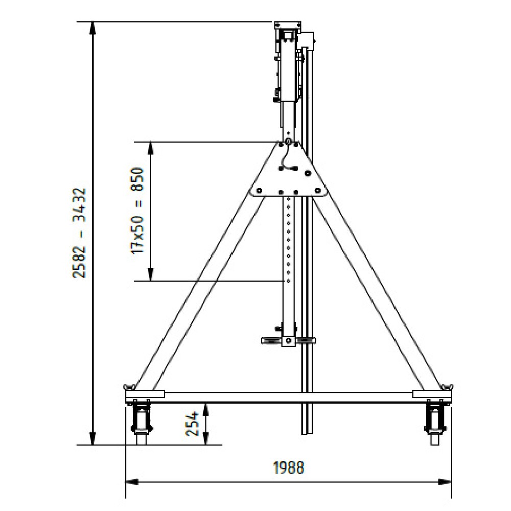 Productafbeelding nr. 4: Aluminium portaalkraan met scheidbare drager, beweegbaar, bevestigingspunt 2.137-2.987 mm, lengte 4.000 mm, laadcapaciteit 1.000 kg
