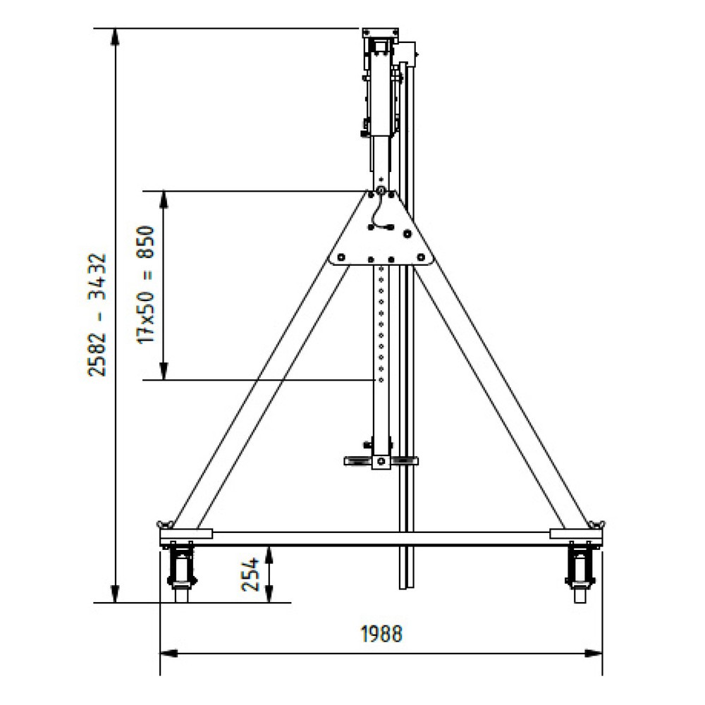 Productafbeelding nr. 4: Aluminium portaalkraan met scheidbare steun, beweegbaar, ophangpunt 2.137-2.987 mm, lengte 4.000 mm, laadcapaciteit 1.500 kg