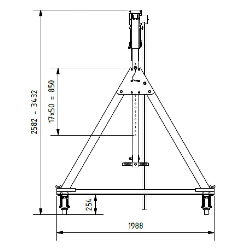 Productafbeelding nr. 3: Aluminium portaalkraan met scheidbare steun, beweegbaar, ophangpunt 2.137-2.987 mm, lengte 4.000 mm, laadcapaciteit 1.500 kg
