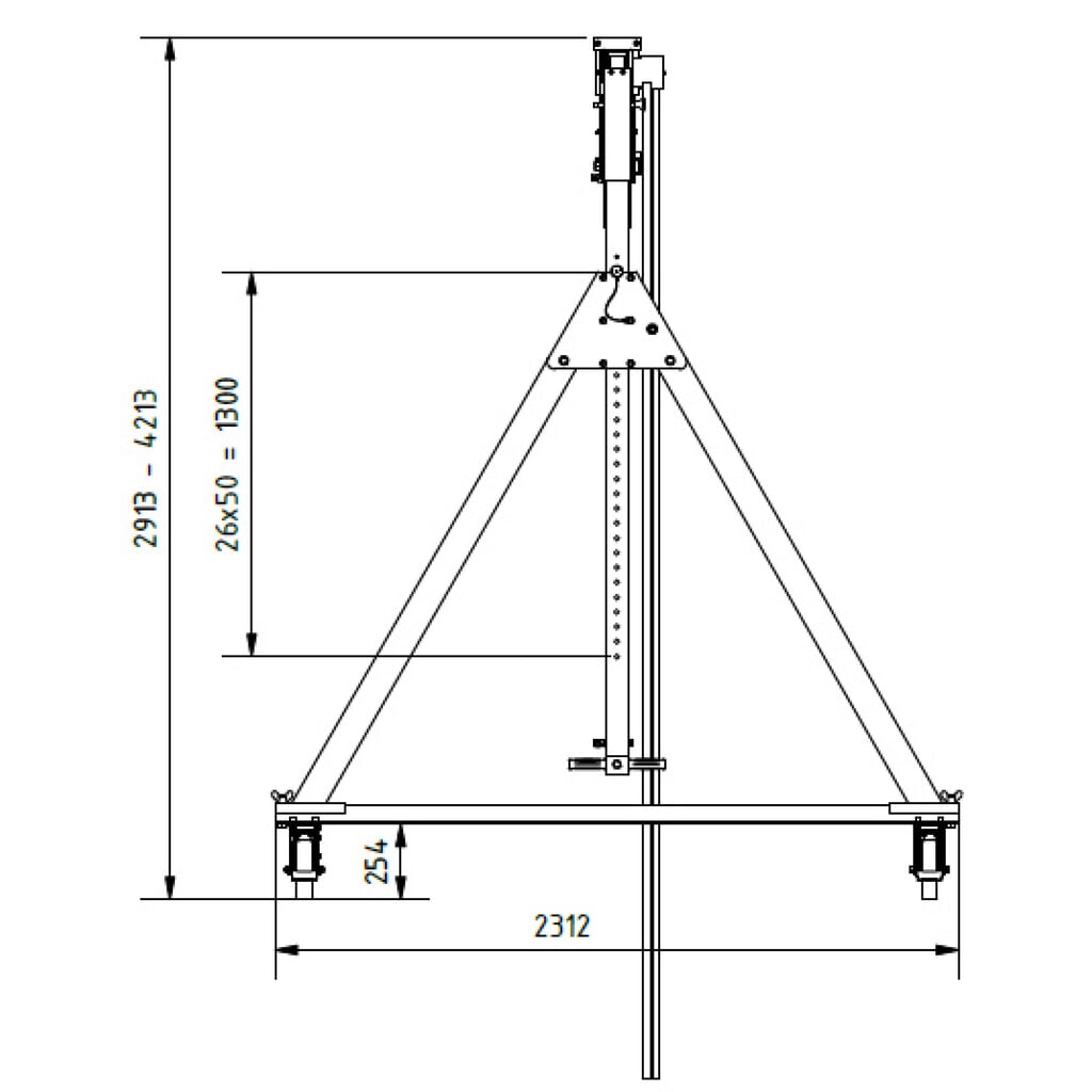 Productafbeelding nr. 3: Aluminium portaalkraan met scheidbare drager, beweegbaar, bevestigingspunt 2.468-3.768 mm, lengte 4.000 mm, laadcapaciteit 1.500 kg
