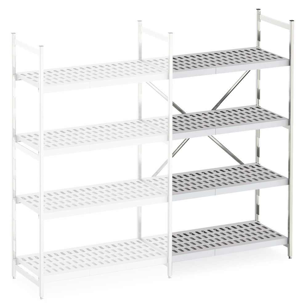 Product afbeelding: Aluminium plank met kunststof mesh planken, aanbouwveld, vaklast 600 kg, HxBxD 2.000 x 775 x 400 mm
