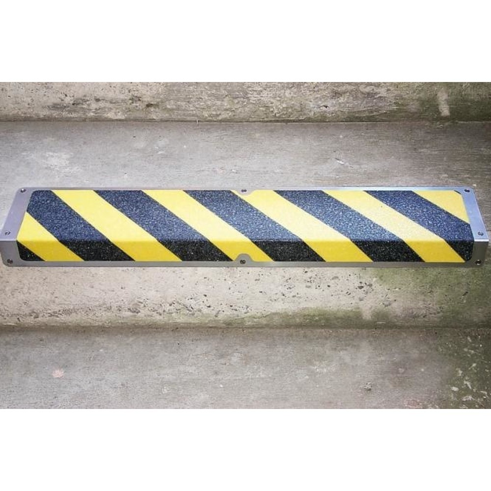 Product afbeelding: Antislip-randprofiel van aluminium, zwart-geel, lxb 635 x 120 mm