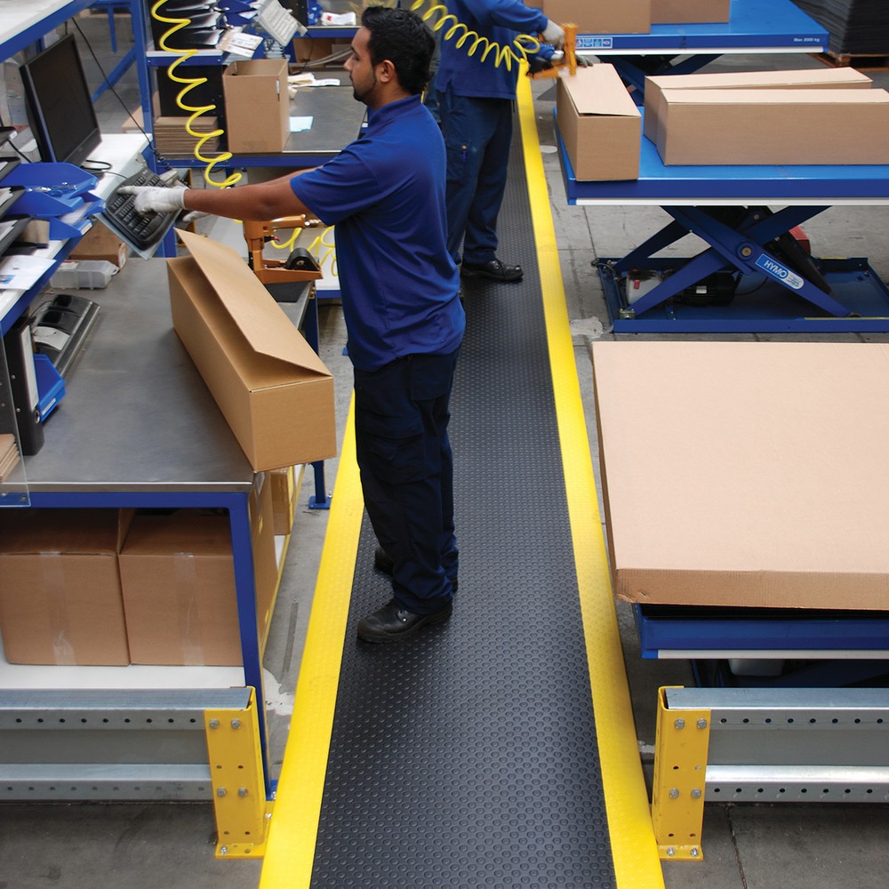 Productafbeelding nr. 3: Antivermoeidheidsmat, PVC/vinylschuim, gegroefd, str.m x 600 mm, zwart/geel