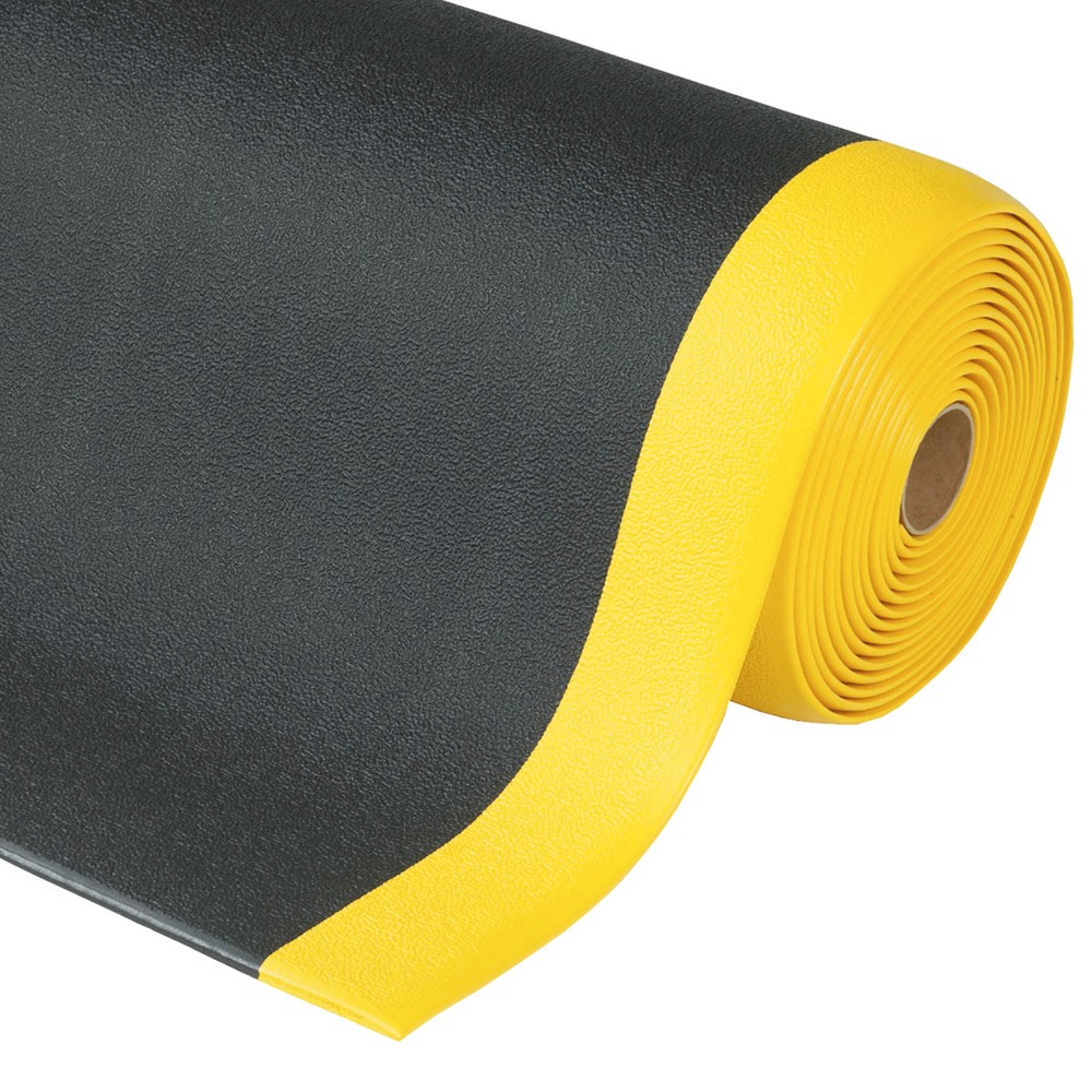 Productafbeelding nr. 1: Antivermoeidheidsmat, PVC/vinylschuim, gegroefd, str.m x 600 mm, zwart/geel