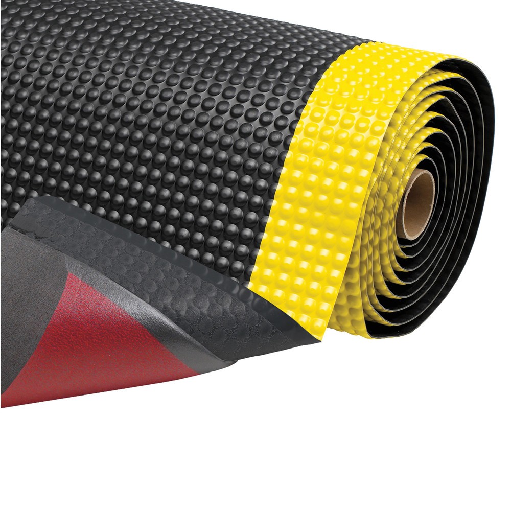 Product afbeelding: Antivermoeidheidsmat van PVC, rug van microcelvinyl, str.m x 600 mm, zwart/geel