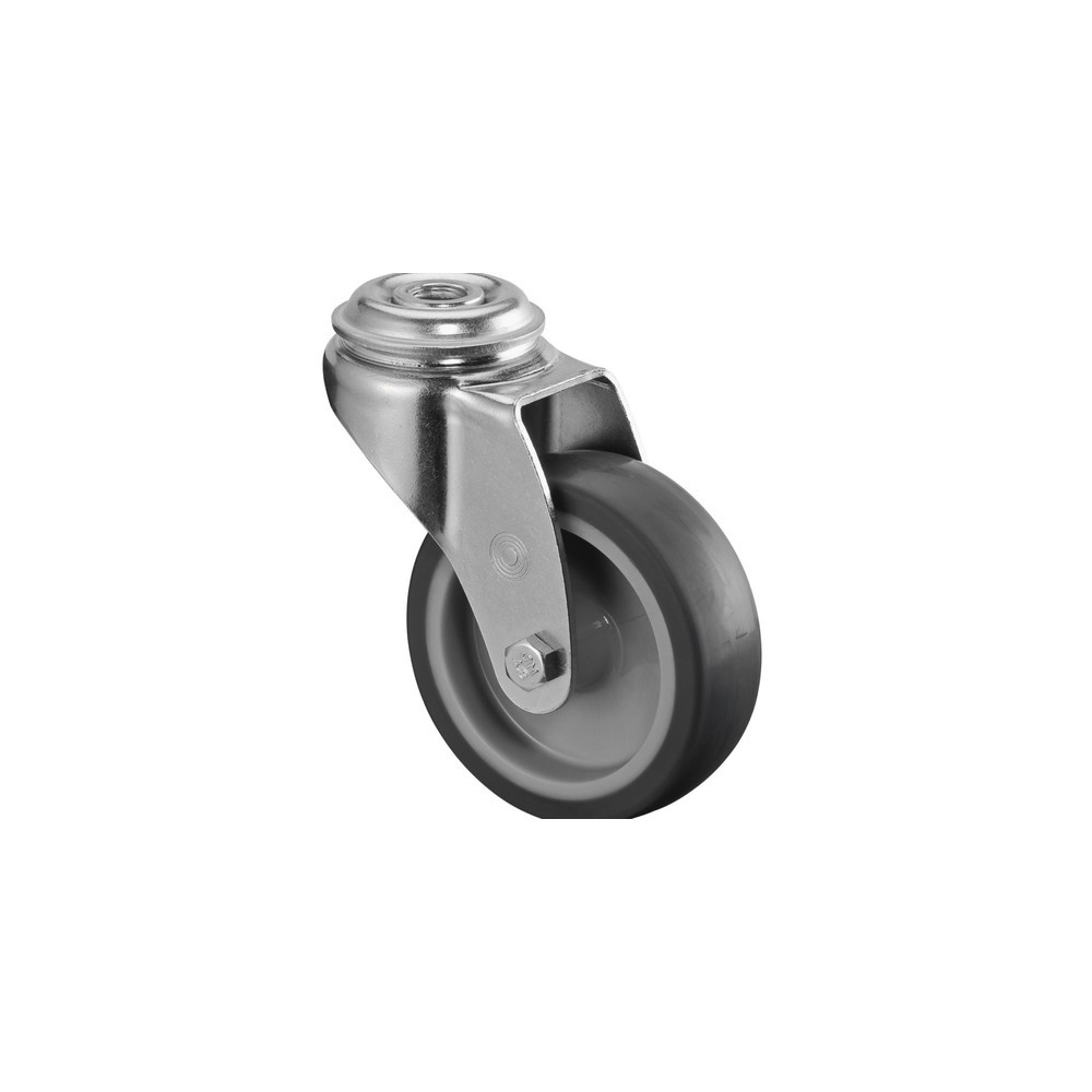 Product afbeelding: Apparaatwiel TPE, zwenkwiel, glijlager, boutgat, Ø x breedte 75 x 25 mm, draagvermogen 60 kg