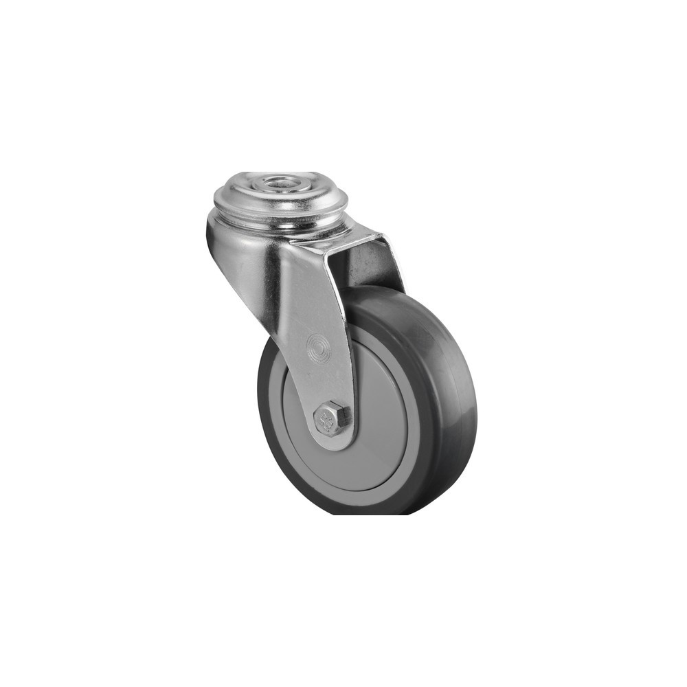 Product afbeelding: Apparaatwiel TPE, zwenkwiel, kogellager, boutgat, Ø x breedte 75 x 25 mm, draagvermogen 60 kg