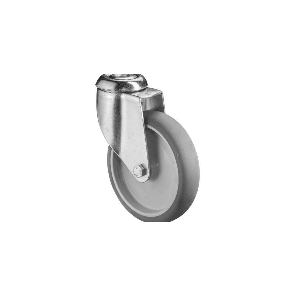 Product afbeelding: Apparaatwiel TPE, zwenkwiel, zware uitvoering, glijlager, boutgat, Ø x breedte 125 x 31 mm, draagvermogen 100 kg