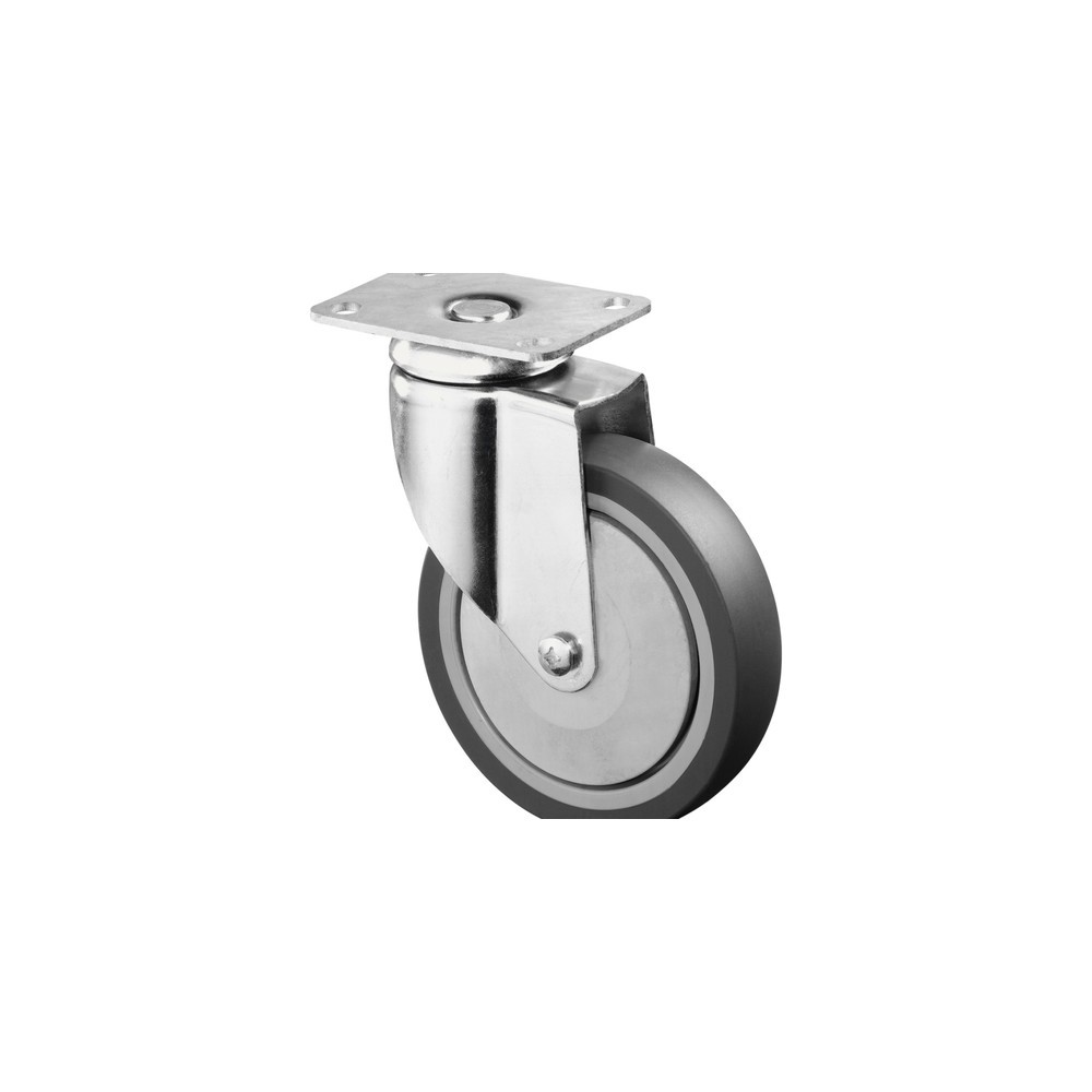 Product afbeelding: Apparaatwiel TPE, zwenkwiel, zware uitvoering, kogellager, plaat, Ø x breedte 125 x 31 mm, draagvermogen 100 kg