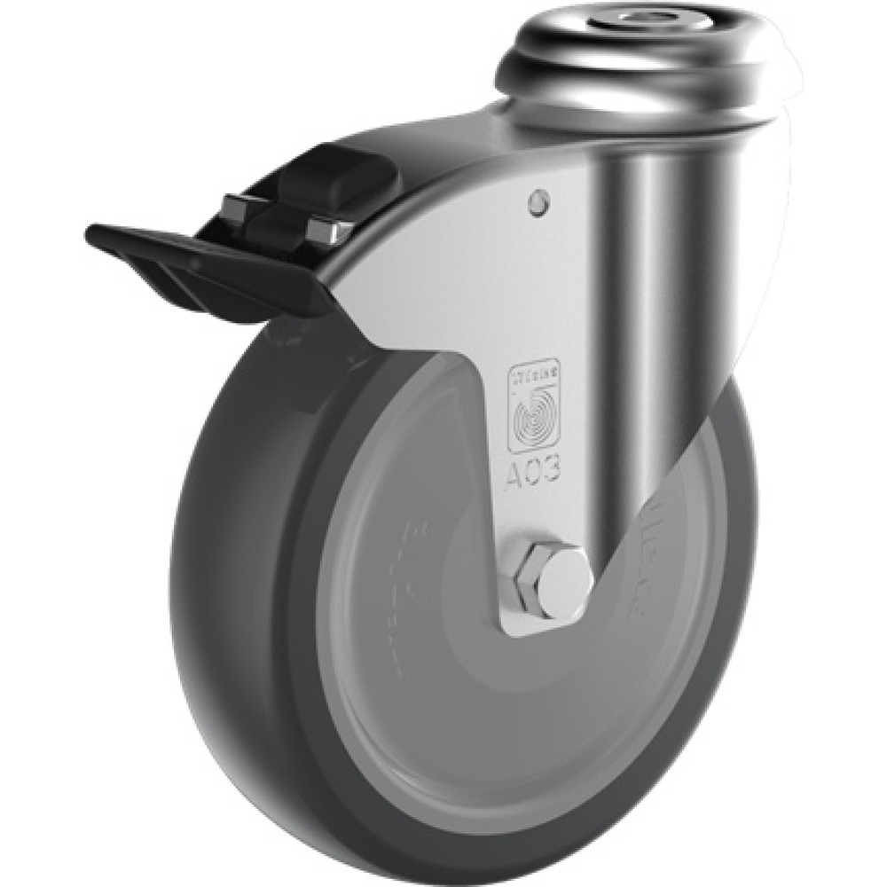 Product afbeelding: Apparaatwiel Wicke TPU, zwenkwiel, glijlager, incl. vastzetrem, met boutgat, Ø x breedte 75 x 30 mm, cap. 75 kg