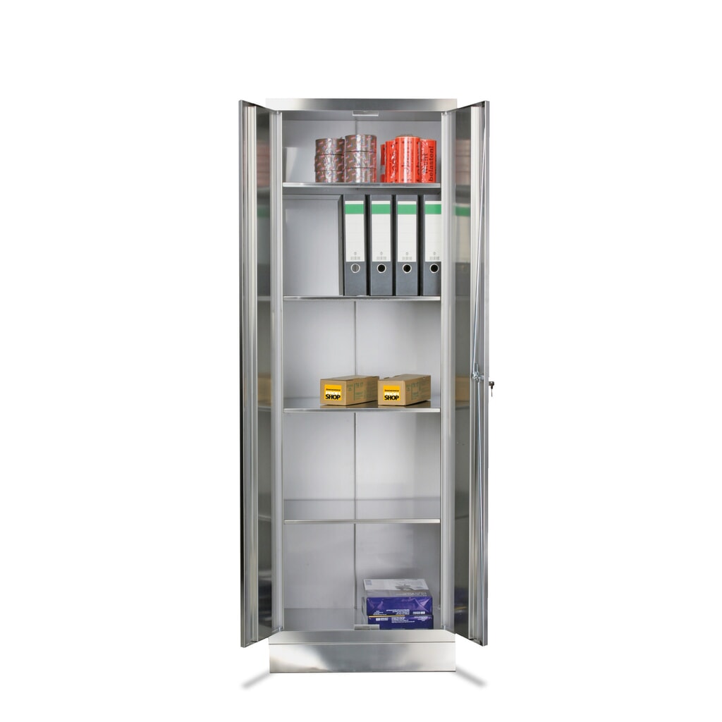 Draaideurkasten van roestvrij staal, hxbxd 1.800 x 600 x 500 mm, met sokkel Product afbeelding: Draaideurkasten van roestvrij staal, hxbxd 1.800 x 600 x 500 mm, met sokkel
