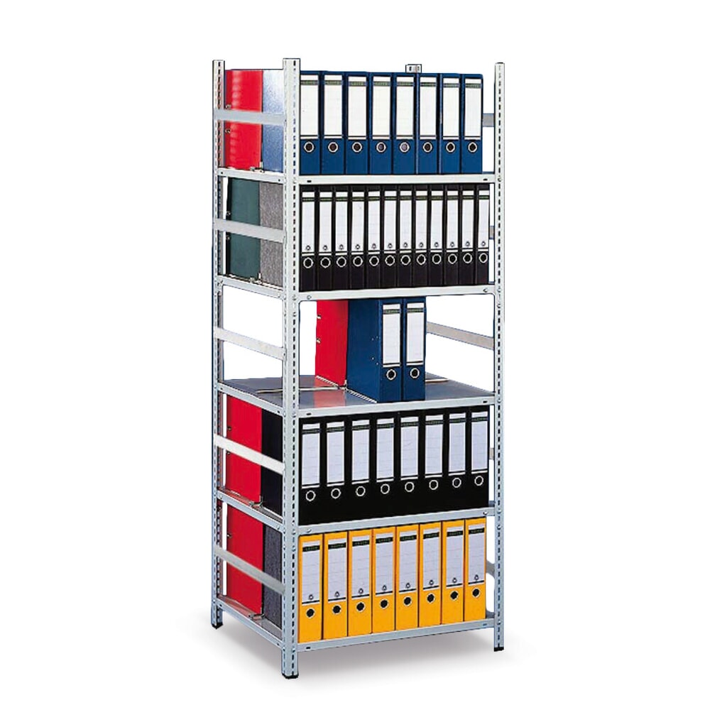 Archiefstelling META, BV, dubbelzijdig, zonder afdekbord, verzinkt, hxbxd 1.850 x 750 x 600 mm Product afbeelding: Archiefstelling META, BV, dubbelzijdig, zonder afdekbord, verzinkt, hxbxd 1.850 x 750 x 600 mm