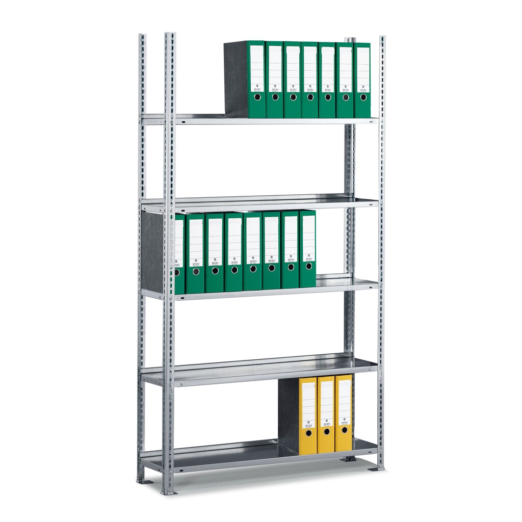 Archiefstelling META, BV, eenzijdig, zonder afdekbord, verzinkt, hxbxd 1.850 x 750 x 300 mm Product afbeelding: Archiefstelling META, BV, eenzijdig, zonder afdekbord, verzinkt, hxbxd 1.850 x 750 x 300 mm