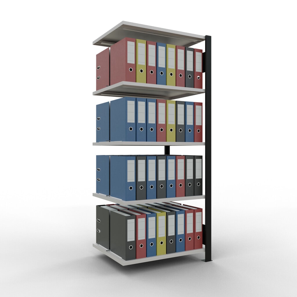 Archiefstelling SCHULTE AV, dubbelzijdig, met middenaanslagen, VL 150 kg, zwart, hxbxd 1.800 x 750 x 600 mm Productafbeelding nr. 2: Archiefstelling SCHULTE AV, dubbelzijdig, met middenaanslagen, VL 150 kg, zwart, hxbxd 1.800 x 750 x 600 mm