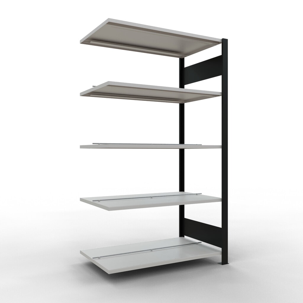 Archiefstelling SCHULTE AV, dubbelzijdig, met middenaanslagen, VL 150 kg, zwart, hxbxd 1.800 x 1.000 x 600 mm Product afbeelding: Archiefstelling SCHULTE AV, dubbelzijdig, met middenaanslagen, VL 150 kg, zwart, hxbxd 1.800 x 1.000 x 600 mm