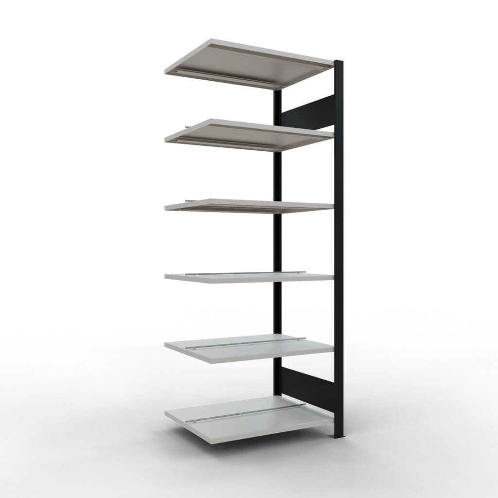 Product afbeelding: Archiefstelling SCHULTE AV, dubbelzijdig, met middenaanslagen, VL 150 kg, zwart, hxbxd 2.000 x 750 x 600 mm