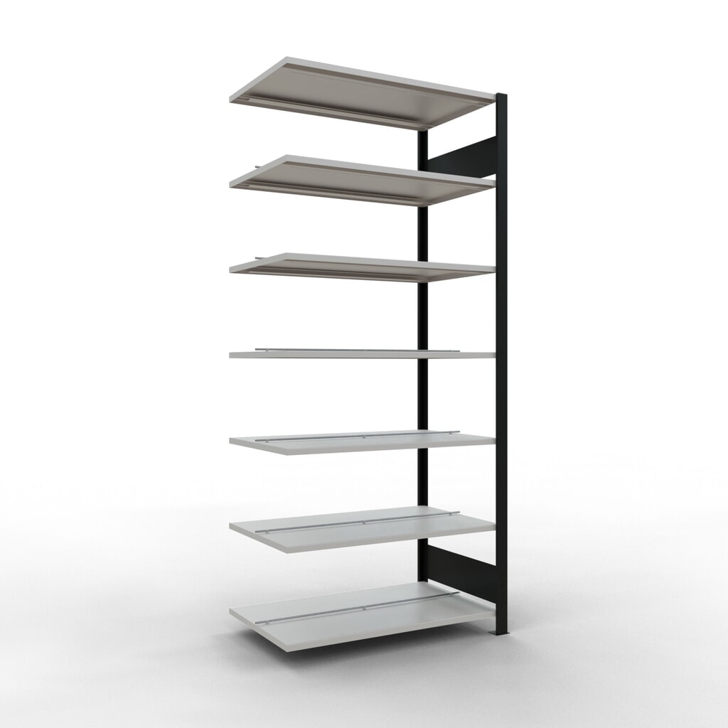Archiefstelling SCHULTE AV, dubbelzijdig, met middenaanslagen, VL 150 kg, zwart, hxbxd 2.300 x 1.000 x 600 mm Product afbeelding: Archiefstelling SCHULTE AV, dubbelzijdig, met middenaanslagen, VL 150 kg, zwart, hxbxd 2.300 x 1.000 x 600 mm