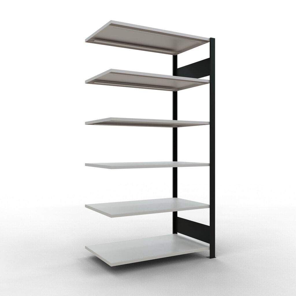 Archiefstelling SCHULTE AV, dubbelzijdig, zonder middenaanslagen, VL 150 kg, zwart, hxbxd 2.000 x 1.000 x 600 mm Product afbeelding: Archiefstelling SCHULTE AV, dubbelzijdig, zonder middenaanslagen, VL 150 kg, zwart, hxbxd 2.000 x 1.000 x 600 mm