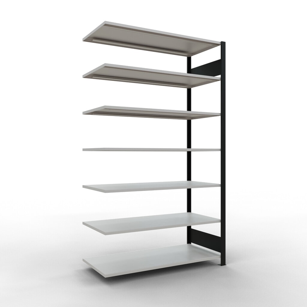 Archiefstelling SCHULTE AV, dubbelzijdig, zonder middenaanslagen, VL 150 kg, zwart, hxbxd 2.300 x 1.300 x 600 mm Product afbeelding: Archiefstelling SCHULTE AV, dubbelzijdig, zonder middenaanslagen, VL 150 kg, zwart, hxbxd 2.300 x 1.300 x 600 mm