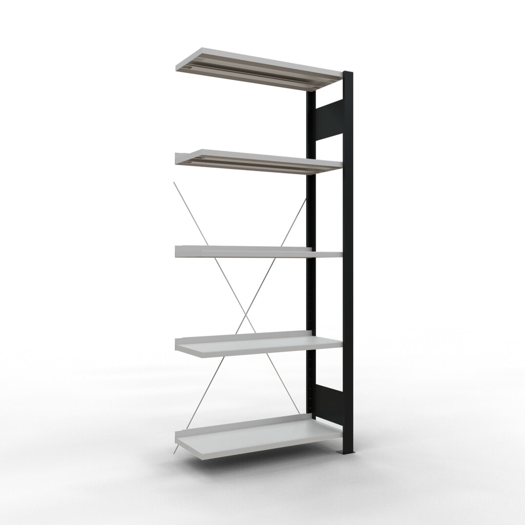 Archiefstelling SCHULTE AV, eenzijdig, met eindaanslagen, VL 85 kg, zwart, hxbxd 1.800 x 750 x 300 mm Product afbeelding: Archiefstelling SCHULTE AV, eenzijdig, met eindaanslagen, VL 85 kg, zwart, hxbxd 1.800 x 750 x 300 mm