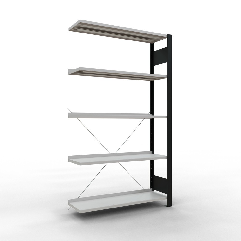Product afbeelding: Archiefstelling SCHULTE AV, eenzijdig, met eindaanslagen, VL 85 kg, zwart, hxbxd 1.800 x 1.000 x 300 mm