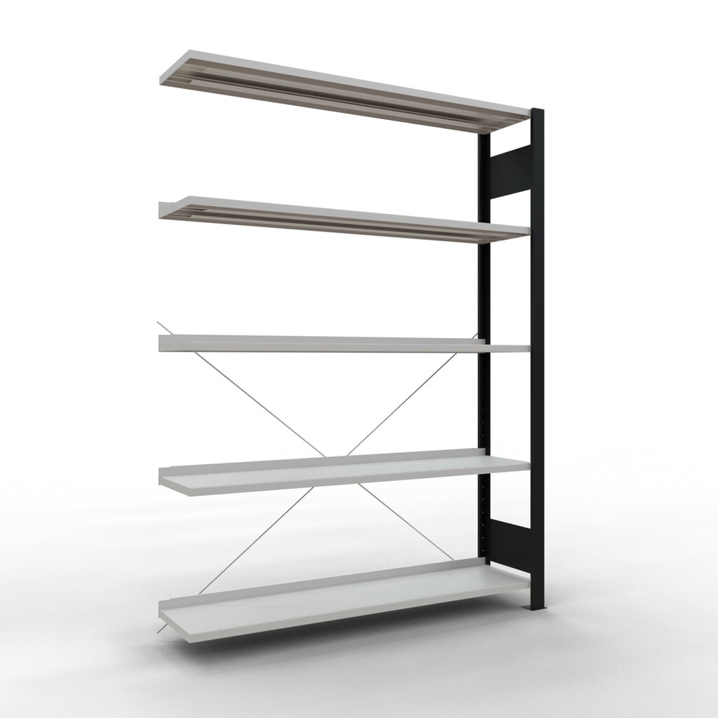 Archiefstelling SCHULTE AV, eenzijdig, met eindaanslagen, VL 85 kg, zwart, hxbxd 1.800 x 1.300 x 300 mm Product afbeelding: Archiefstelling SCHULTE AV, eenzijdig, met eindaanslagen, VL 85 kg, zwart, hxbxd 1.800 x 1.300 x 300 mm