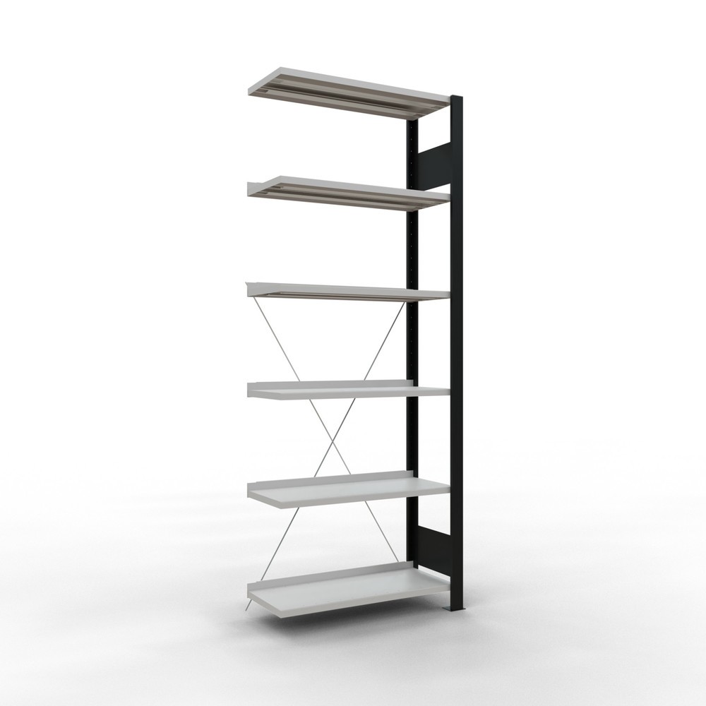 Product afbeelding: Archiefstelling SCHULTE AV, eenzijdig, met eindaanslagen, VL 85 kg, zwart, hxbxd 2.000 x 750 x 300 mm