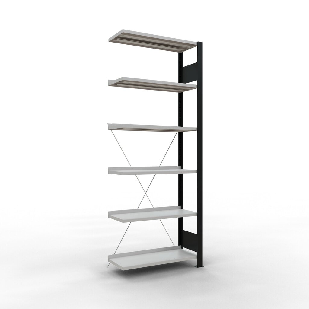 Product afbeelding: Archiefstelling SCHULTE AV, eenzijdig, met eindaanslagen, VL 85 kg, zwart, hxbxd 2.000 x 750 x 300 mm