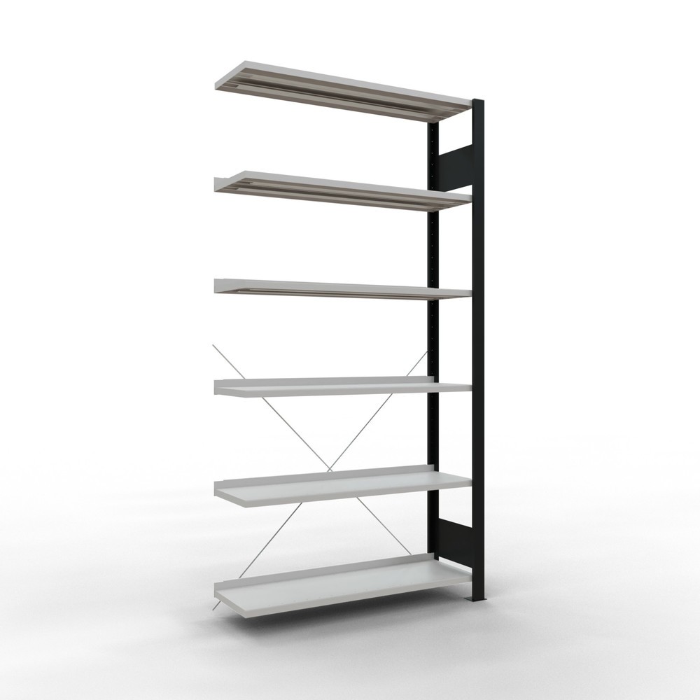 Product afbeelding: Archiefstelling SCHULTE AV, eenzijdig, met eindaanslagen, VL 85 kg, zwart, hxbxd 2.000 x 1.000 x 300 mm