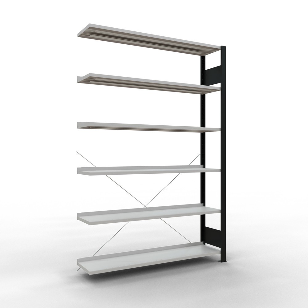 Product afbeelding: Archiefstelling SCHULTE AV, eenzijdig, met eindaanslagen, VL 85 kg, zwart, hxbxd 2.000 x 1.300 x 300 mm