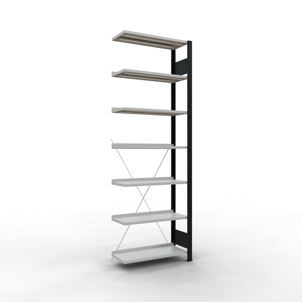 Product afbeelding: Archiefstelling SCHULTE AV, eenzijdig, met eindaanslagen, VL 85 kg, zwart, hxbxd 2.300 x 750 x 300 mm