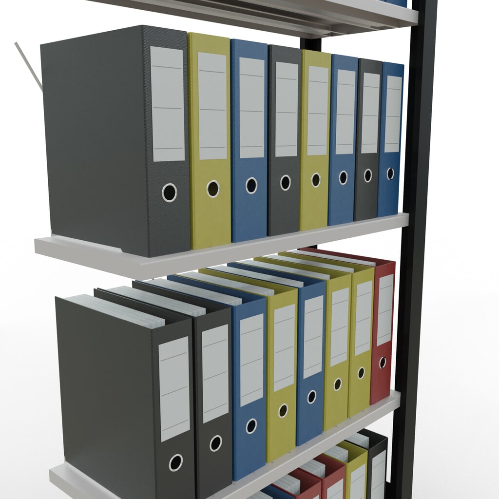 Productafbeelding nr. 4: Archiefstelling SCHULTE AV, eenzijdig, zonder eindaanslagen, VL 85 kg, zwart, hxbxd 1.800 x 750 x 300 mm