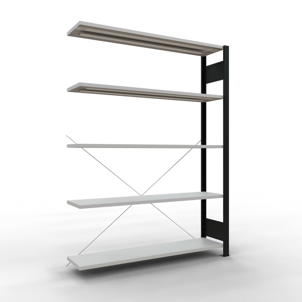 Archiefstelling SCHULTE AV, eenzijdig, zonder eindaanslagen, VL 85 kg, zwart, hxbxd 1.800 x 1.300 x 300 mm Product afbeelding: Archiefstelling SCHULTE AV, eenzijdig, zonder eindaanslagen, VL 85 kg, zwart, hxbxd 1.800 x 1.300 x 300 mm