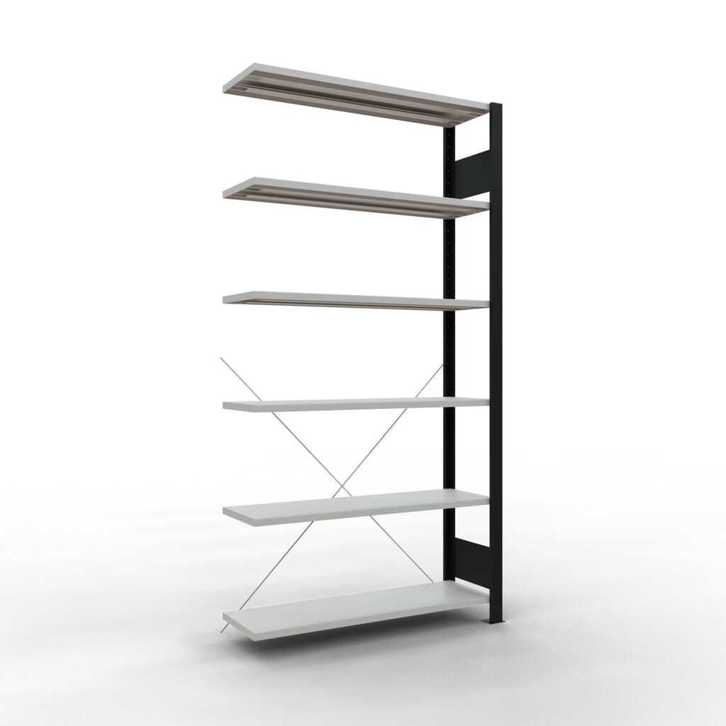 Product afbeelding: Archiefstelling SCHULTE AV, eenzijdig, zonder eindaanslagen, VL 85 kg, zwart, hxbxd 2.000 x 1.000 x 300 mm