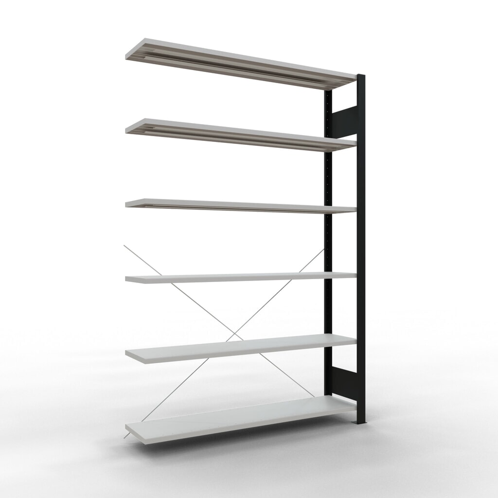 Product afbeelding: Archiefstelling SCHULTE AV, eenzijdig, zonder eindaanslagen, VL 85 kg, zwart, hxbxd 2.000 x 1.300 x 300 mm