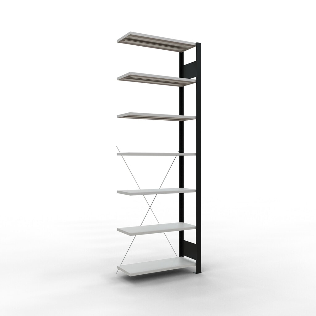 Product afbeelding: Archiefstelling SCHULTE AV, eenzijdig, zonder eindaanslagen, VL 85 kg, zwart, hxbxd 2.300 x 750 x 300 mm