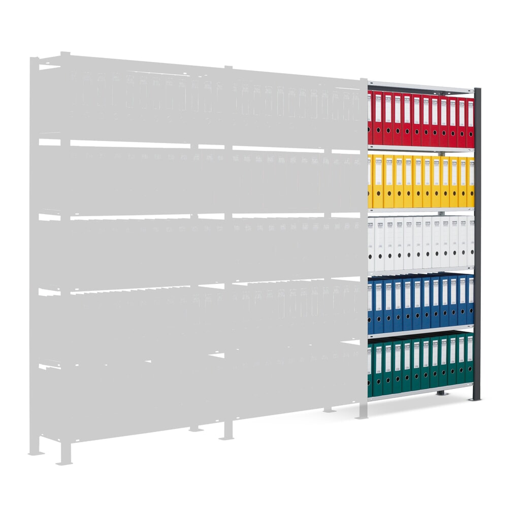 Product afbeelding: Archiefstelling SCHULTE AV, eenzijdig, zonder eindaanslagen, VL 85 kg, zwart, hxbxd 2.000 x 750 x 300 mm