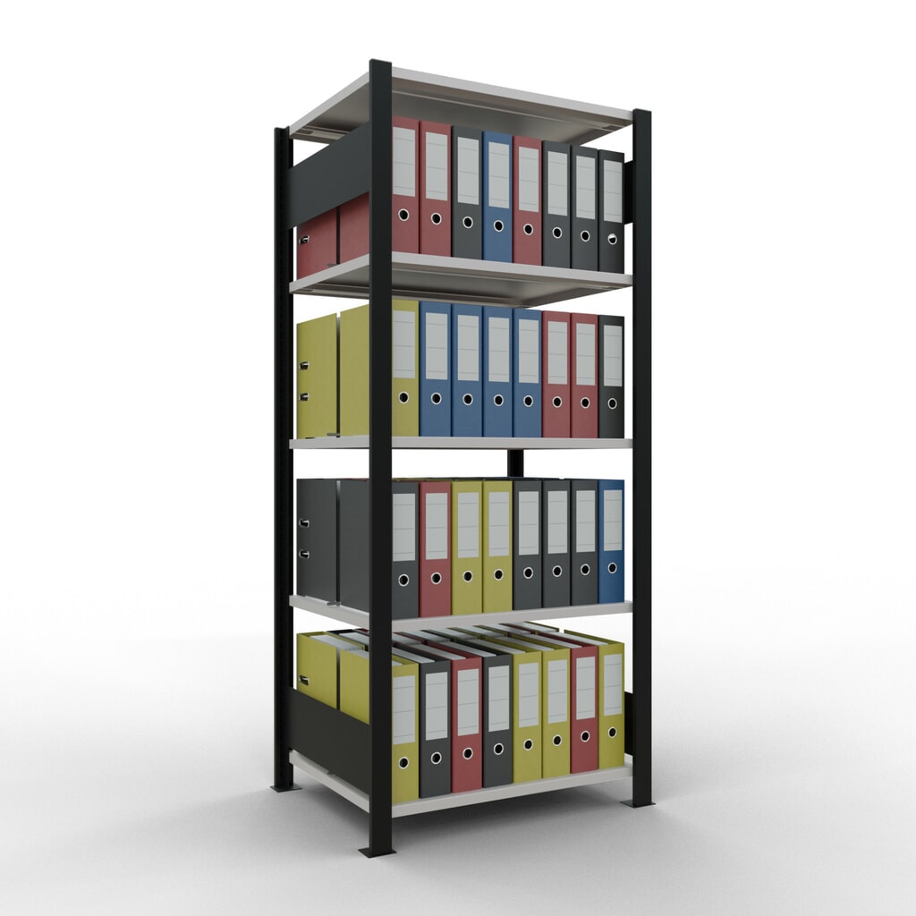 Archiefstelling SCHULTE BV, dubbelzijdig, met middenaanslagen, VL 150 kg, zwart, hxbxd 1.800 x 750 x 600 mm Productafbeelding nr. 2: Archiefstelling SCHULTE BV, dubbelzijdig, met middenaanslagen, VL 150 kg, zwart, hxbxd 1.800 x 750 x 600 mm