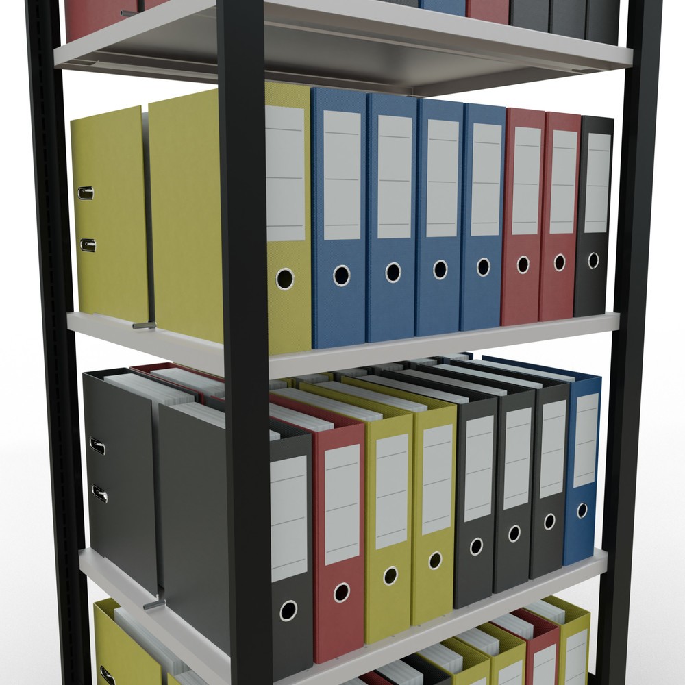 Productafbeelding nr. 3: Archiefstelling SCHULTE BV, dubbelzijdig, met middenaanslagen, VL 150 kg, zwart, hxbxd 1.800 x 750 x 600 mm