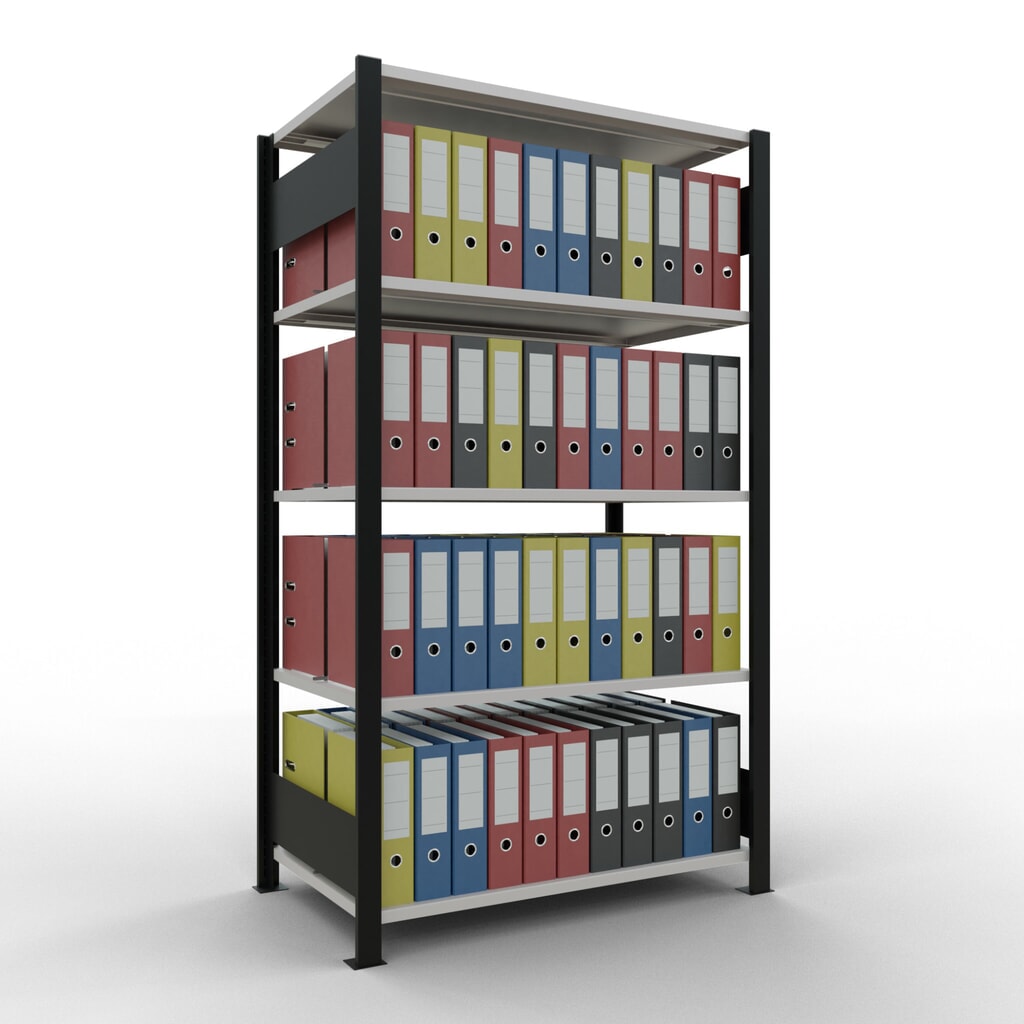 Archiefstelling SCHULTE BV, dubbelzijdig, met middenaanslagen, VL 150 kg, zwart, hxbxd 1.800 x 1.000 x 600 mm Productafbeelding nr. 2: Archiefstelling SCHULTE BV, dubbelzijdig, met middenaanslagen, VL 150 kg, zwart, hxbxd 1.800 x 1.000 x 600 mm