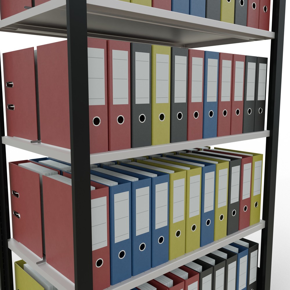 Productafbeelding nr. 3: Archiefstelling SCHULTE BV, dubbelzijdig, met middenaanslagen, VL 150 kg, zwart, hxbxd 1.800 x 1.000 x 600 mm