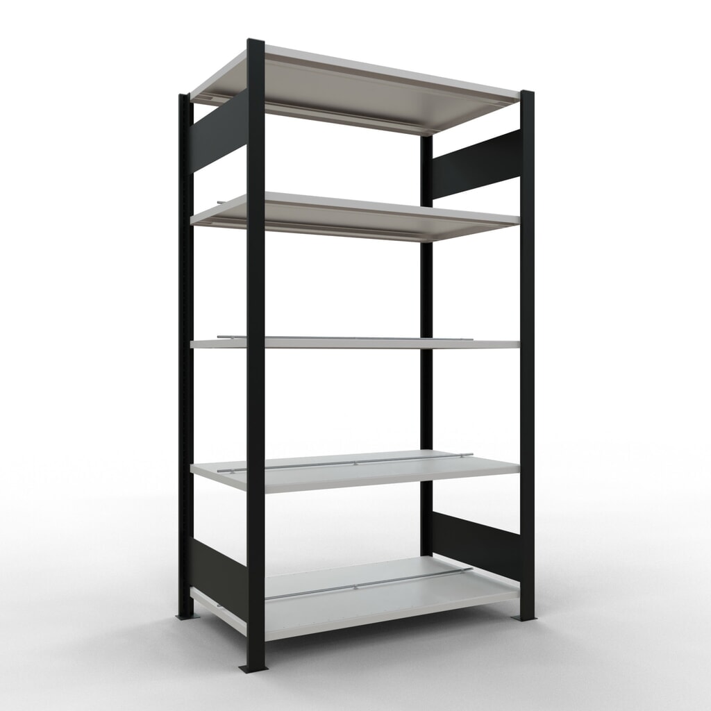 Archiefstelling SCHULTE BV, dubbelzijdig, met middenaanslagen, VL 150 kg, zwart, hxbxd 1.800 x 1.000 x 600 mm Product afbeelding: Archiefstelling SCHULTE BV, dubbelzijdig, met middenaanslagen, VL 150 kg, zwart, hxbxd 1.800 x 1.000 x 600 mm