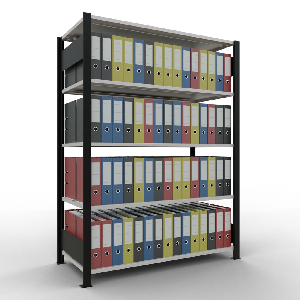 Productafbeelding nr. 2: Archiefstelling SCHULTE BV, dubbelzijdig, met middenaanslagen, VL 150 kg, zwart, hxbxd 1.800 x 1.300 x 600 mm