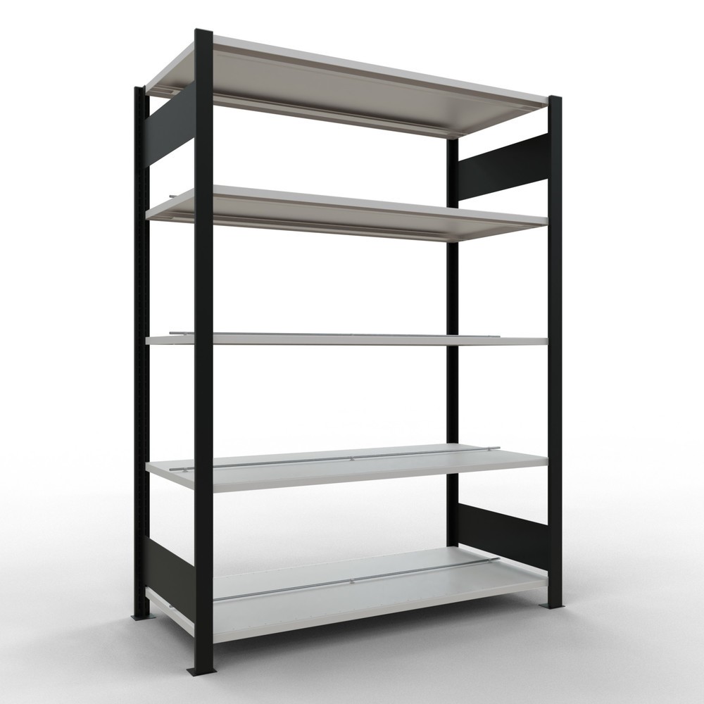 Product afbeelding: Archiefstelling SCHULTE BV, dubbelzijdig, met middenaanslagen, VL 150 kg, zwart, hxbxd 1.800 x 1.300 x 600 mm