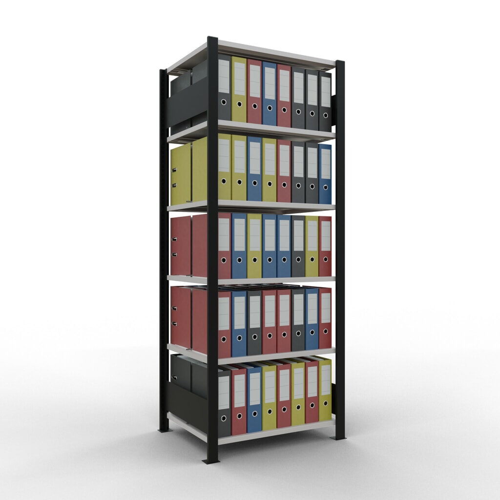 Archiefstelling SCHULTE BV, dubbelzijdig, met middenaanslagen, VL 150 kg, zwart, hxbxd 2.000 x 750 x 600 mm Productafbeelding nr. 2: Archiefstelling SCHULTE BV, dubbelzijdig, met middenaanslagen, VL 150 kg, zwart, hxbxd 2.000 x 750 x 600 mm