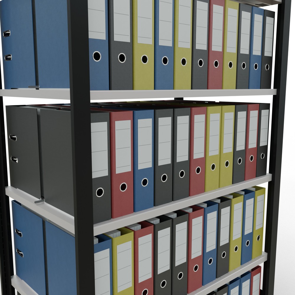 Productafbeelding nr. 3: Archiefstelling SCHULTE BV, dubbelzijdig, met middenaanslagen, VL 150 kg, zwart, hxbxd 2.000 x 1.000 x 600 mm