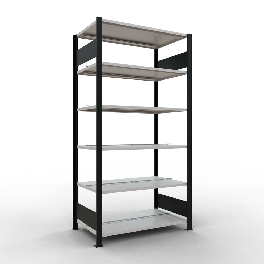 Product afbeelding: Archiefstelling SCHULTE BV, dubbelzijdig, met middenaanslagen, VL 150 kg, zwart, hxbxd 2.000 x 1.000 x 600 mm