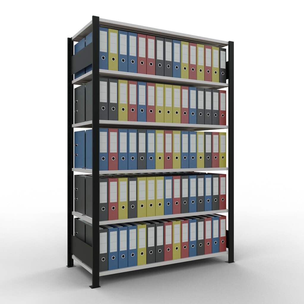 Archiefstelling SCHULTE BV, dubbelzijdig, met middenaanslagen, VL 150 kg, zwart, hxbxd 2.000 x 1.300 x 600 mm Productafbeelding nr. 2: Archiefstelling SCHULTE BV, dubbelzijdig, met middenaanslagen, VL 150 kg, zwart, hxbxd 2.000 x 1.300 x 600 mm