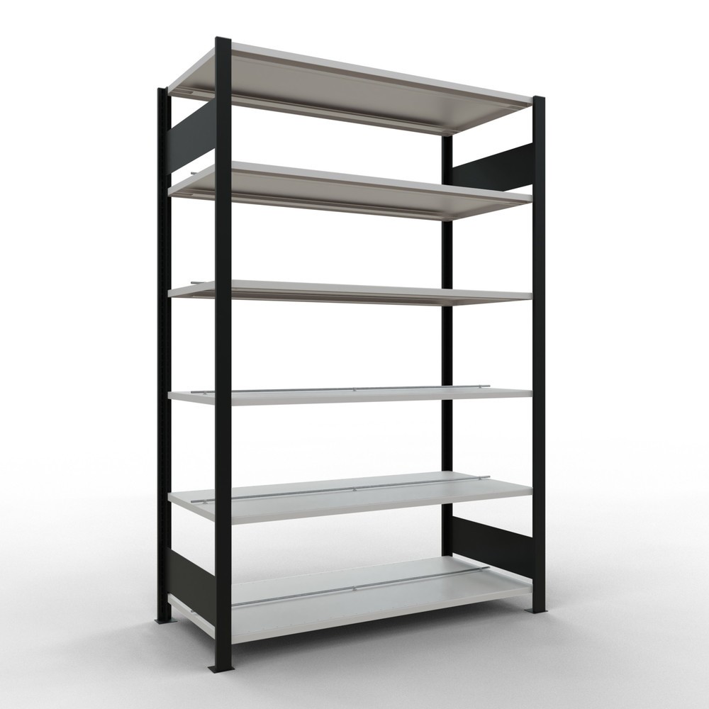 Product afbeelding: Archiefstelling SCHULTE BV, dubbelzijdig, met middenaanslagen, VL 150 kg, zwart, hxbxd 2.000 x 1.300 x 600 mm